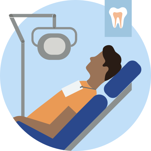 patient in dental examination chair