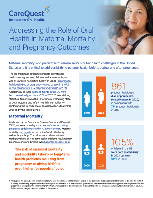Report: Addressing the Role of Oral Health in Pregnancy Outcomes