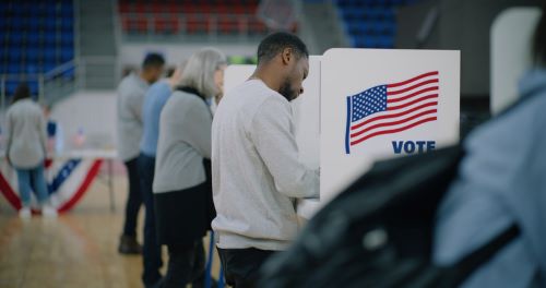 Group of people voting
