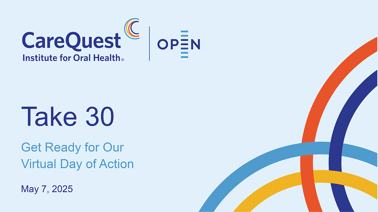Image of title slide for the OPEN Take 30 Get Ready for Our Virtual Day of Action