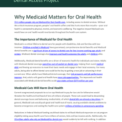 Image of document cover Why Medicaid Matters for Oral Health
