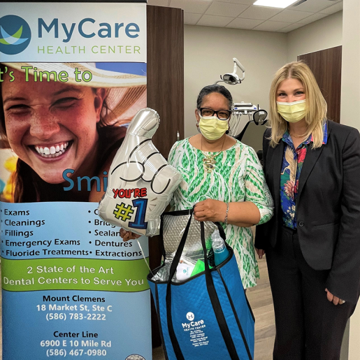 Image of first patient at new dental center at MyCare in Michigan