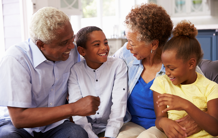Grandparents with their grandchildren