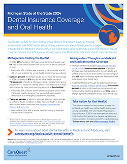 Image of report cover Dental Insurance Coverage and Oral Health in Michigan