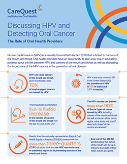 Image of report cover Discussing HPV and Detecting Oral Cancer: The Role of Oral Health Providers