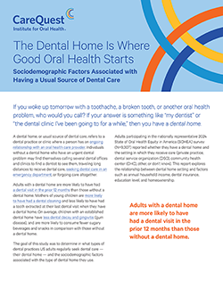 Image of report cover The Dental Home Is Where Good Oral Health Starts
