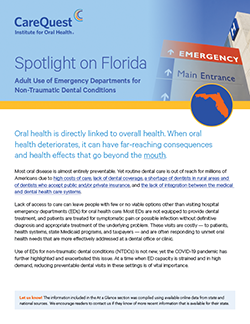 Image of report cover Spotlight on Florida: Adult Use of Emergency Departments for Non-Traumatic Dental Conditions