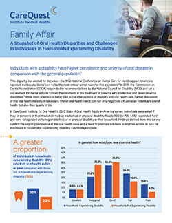Image of report cover Family Affair: A Snapshot of Oral Health Disparities and Challenges in Individuals in Households Experiencing Disability
