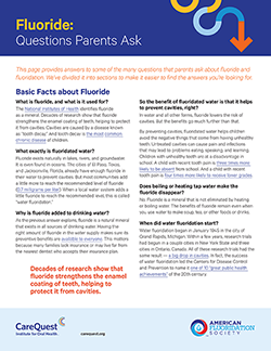 Image of report cover Fluoride: Questions Parents Ask 
