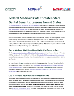 Image of paper Federal Medicaid Cuts Threaten State Dental Benefits