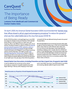 Image of report cover Importance of Being Ready, Lessons from Medicaid and Commercial Dental Claims Data