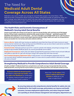 Image of fact sheet The Need for Medicaid Adult Dental Coverage Across All States