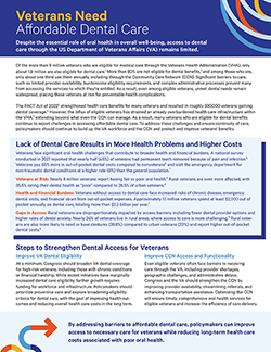 Image of fact sheet Veterans Need Affordable Dental Care